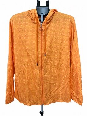Men's Hooded Zip Windbreaker Jacket - Orange